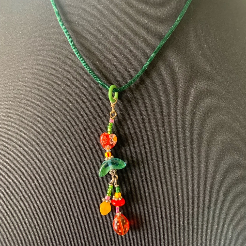 Necklace lady bug heart